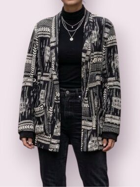 Vintage 80’s Kensington Square Oversized Blazer Jacket Black White Large